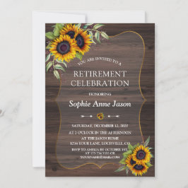 Convite Ruscolor Watercolor Sunflower Wood Retirement Part