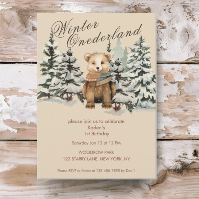 Convite Rusland Woodland Winter Onederland (Criador carregado)