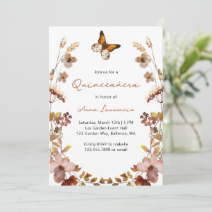 Convite Russ Watercolor Butterfly Quinceanera