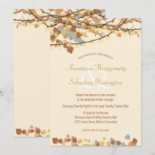 Convite Russo Autumn Deixa Luzes Vintage Personalizadas