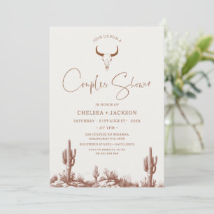 Convite Russo Brown Western Casal Chá Bridal