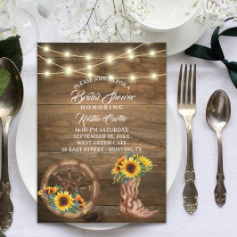 Convite Russo Cowboy Boot Sunflower Western Chá de panela