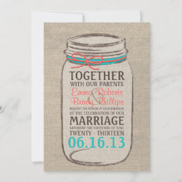 Convite Russo Para Casamento De Mason Jar Burlap