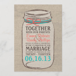 Convite Russo Para Casamento De Mason Jar Burlap