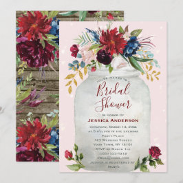 Convite Russo Rosa Burgundy Dourado Chá de panela Mason Ja