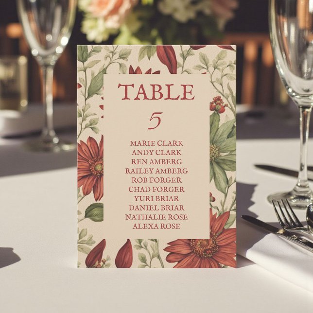 Convite Russo Sage Green & Burgundy Red Floral outono (Criador carregado)