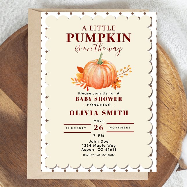 Convite Russo Um Pequeno Pumpkin Caiu Chá de fraldas Ponto (a little pumpkin baby shower invitation)