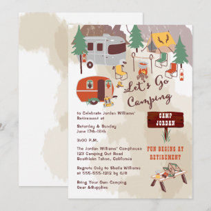 Convite Russo Vamos Acampar Festa de Reforma