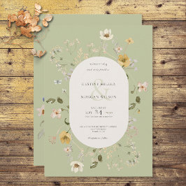 Convite Russo Wildflower Frame Sage Verde