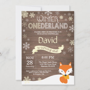 Convite Russo Winter Onederland Fox primeiro aniversario