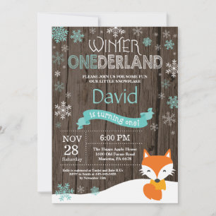 Convite Russo Winter Onederland Fox primeiro aniversario