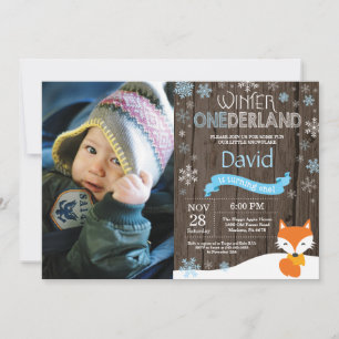 Convite Russo Winter Onederland Fox primeiro aniversario