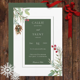 Convite Russo Winter Pine Cone Berries Moderno White