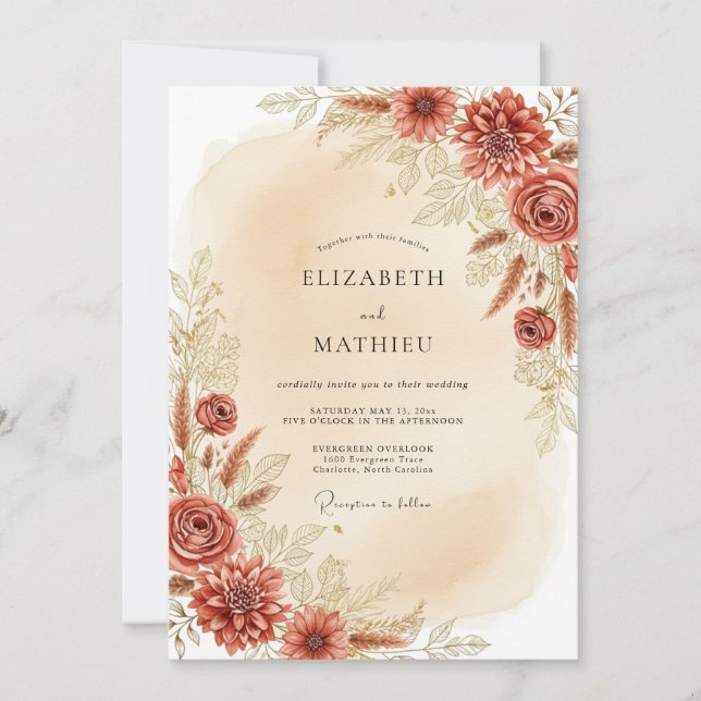 Convite Rust Earthy Bohemian Wedding (Frente)