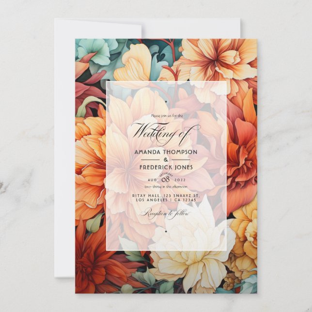 Convite Rust Floral Wedding (Frente)