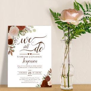 Convite Rust Orange Floral Ainda Fazemos Renovação De Vo