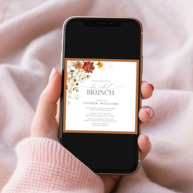 Convite Rust Orange Watercolor Bridal Botânica Brunch (Criador carregado)