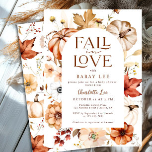 Convite Rust Oranger cai no Chá de fraldas Floral Pumpkin