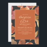 Convite Rust Terracotta Floral Black 60th Surpresa<br><div class="desc">Ferrugem elegante,  laranja queimada e floral de cor d'água de terracotta em convites de aniversário Surpresa preto 60º personalizados com seu nome e informações de festas.</div>