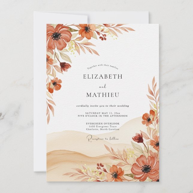 Convite Rust Whimsical Autumnal Wedding (Frente)