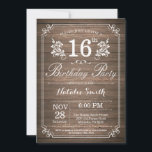 Convite Rustic 16th Birthday Invitation Floral<br><div class="desc">16.º Aniversário da Rússia com fundo de madeira rustica e padrão Flor Floral. Aniversário Adulto. Homens ou Mulheres Aniversário. Menino ou Menina Menina Menina Adolescente Convidam. 13 15 de 16º 18º 20 21rua 30 de 40º 50º 80 de 60º 70 de 100º. Qualquer Idade. Para mais personalização, clique no botão...</div>