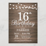 Convite Rustic 16th Birthday Invitation String Lights Wood<br><div class="desc">16.º Convite de Aniversário Russo com Palavras de Cordas Leves Fundo de Madeira. 16º 18º 21rua 30 40º 50º 60º 80 90 100º,  Qualquer idade. Para mais personalização,  clique no botão "Personalizar" e use nossa ferramenta de design para modificar este modelo.</div>