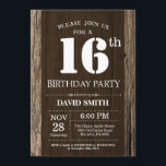 Convite Rustic 16th Birthday Invitation Vintage Wood<br><div class="desc">16.º Aniversário Russo com Fundo Russo de Madeira. Vintage Retro Country. Aniversário Adulto. Homens ou Mulheres Aniversário. Menino ou Menina Menina Menina Adolescente Convidam. 13 15 de 16º 18º 20 21rua 30 de 40º 50º 80 de 60º 70 de 100º. Qualquer Idade. Para mais personalização, clique no botão "Personalizar" e...</div>