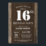 Convite Rustic 16th Birthday Invitation Vintage Wood<br><div class="desc">16.º Aniversário Russo com Fundo Russo de Madeira. Vintage Retro Country. Aniversário Adulto. Homens ou Mulheres Aniversário. Menino ou Menina Menina Menina Adolescente Convidam. 13 15 de 16º 18º 20 21rua 30 de 40º 50º 80 de 60º 70 de 100º. Qualquer Idade. Para mais personalização, clique no botão "Personalizar" e...</div>