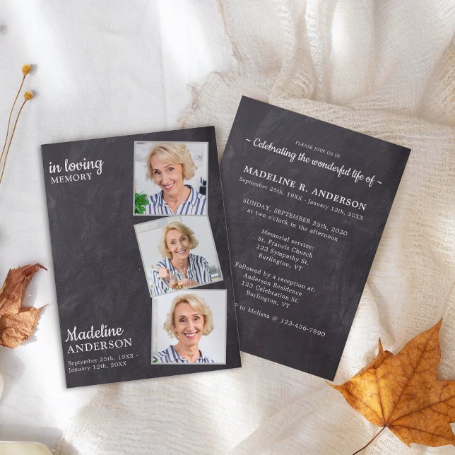 Convite Rustic 3 Fotos Memorial Celebração Da Vida (Criador carregado)