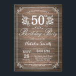 Convite Rustic 50th Birthday Invitation Floral<br><div class="desc">50.º Aniversário da Rússia com fundo de madeira russa e padrão de flor Floral. Aniversário Adulto. Homens ou Mulheres Aniversário. Menino ou Menina Menina Menina Adolescente Convidam. 13 15 de 16º 18º 20 21rua 30 de 40º 50º 80 de 60º 70 de 100º. Qualquer Idade. Para mais personalização, clique no...</div>