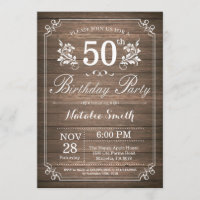 Rustic 50th Birthday Invitation Floral