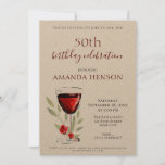 Convite Rustic 50th Birthday Red Wine Surprise Party Kraft<br><div class="desc">Rustic 50º Aniversário Red Wine Surprise Festa de aniversário Kraft Invitation. 50º convite de aniversário para ela ou para ele. Convite com um copo de vinho tinto, rosas e galhos em fundo branco. O texto é totalmente personalizável - personalize-o com seu nome, qualquer idade - 30 40º 80 100º 90,...</div>