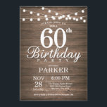 Convite Rustic 60th Birthday Invitation String Lights Wood<br><div class="desc">60º Convite de Aniversário Russo com Palavras de Corda Lâmpadas Fundo de Madeira. 16º 18º 21rua 30 40º 50º 60º 80 90 100º,  Qualquer idade. Para mais personalização,  clique no botão "Personalizar" e use nossa ferramenta de design para modificar este modelo.</div>