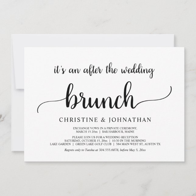 Convite Rustic After Wedding Elopement Brunch (Frente)