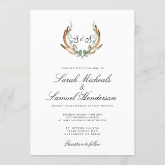 Convite Rustic Antler | Casamento Formal Por Aquarela