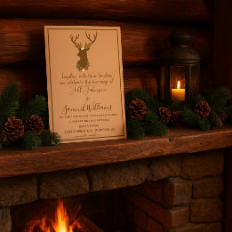 Convite Rustic Antler Floral Wedding Boho Country