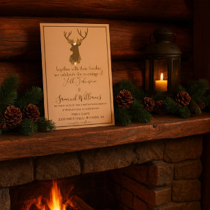 Convite Rustic Antler Floral Wedding Boho Country