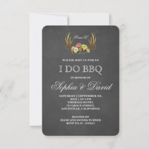 Convite Rustic Antlers Floral Chalk I Do Invasão De CHURR