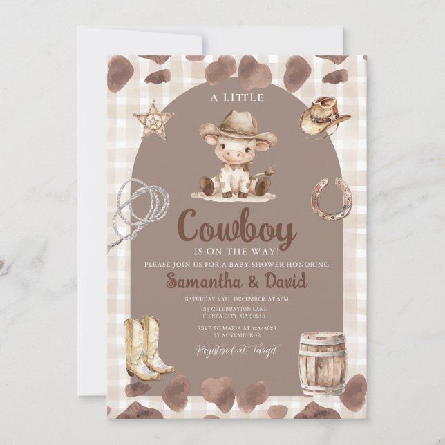 Convite Rustic Arch Country Western Baby Shower  (Frente)