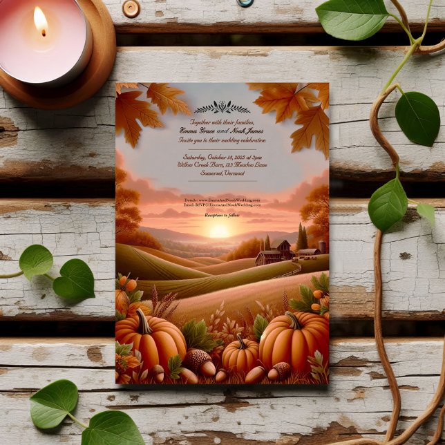 Convite Rustic Autumn Countryside Weditation (Criador carregado)