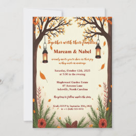 Convite Rustic Autumn Forest Lanterns Wedding Invitation |