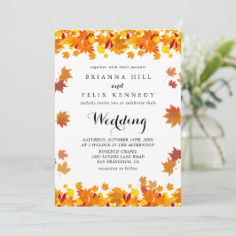 Convite Rustic Autumn Leaves Wedding