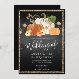 Convite Rustic Autumn Pumpkin Glitter Casamento