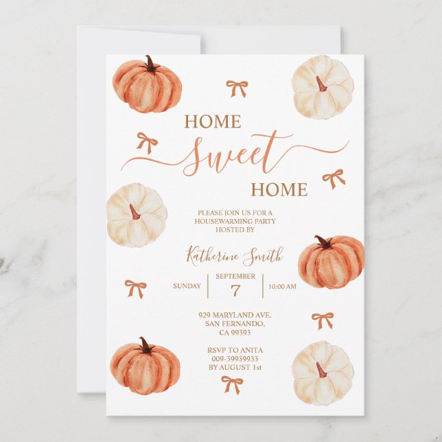 Convite Rustic Autumn Pumpkin Housewarming Party (Frente)