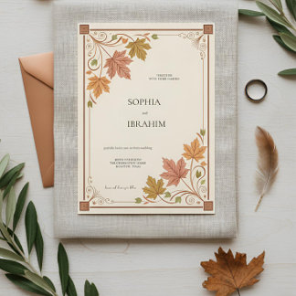 Convite Rustic Autumn Wedding Invitation Template