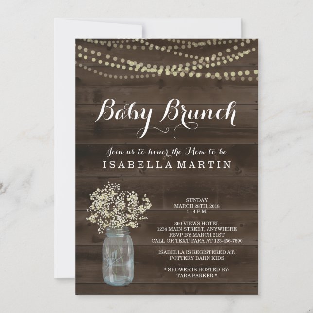 Convite Rustic Baby Brunch (Frente)