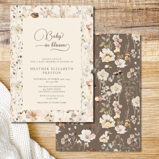 Convite Rustic Baby in Bloom Wildflower Baby Shower  (Criador carregado)