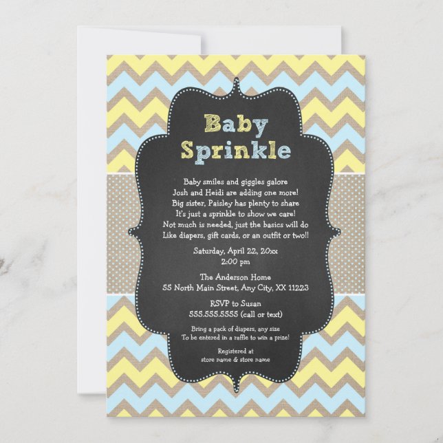 Convite Rustic Baby Sprinkle Invite / chá de fraldas neutr (Frente)