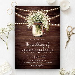 Convite Rustic Baby's Breath Jarra de Pedra Tudo em Um Cas