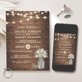 Convite Rustic Baby's Breath String Luzes Formal Casamento